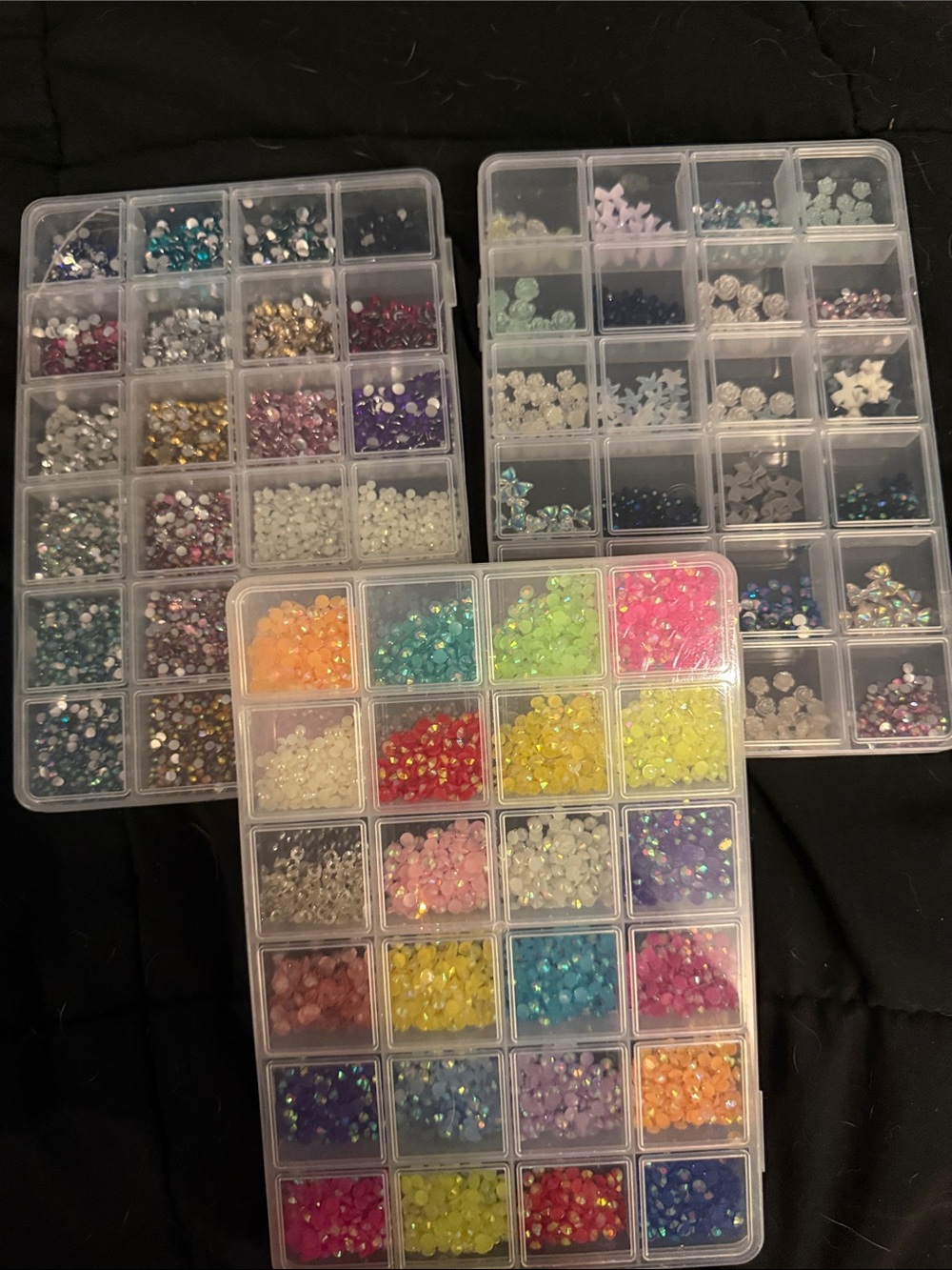 Assorted AB Rhinestone and Bead Storage Set - Multicolor Gems
